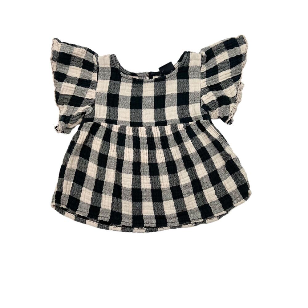 Art Class Neutral Fall Buffalo Plaid Double Gauze Top